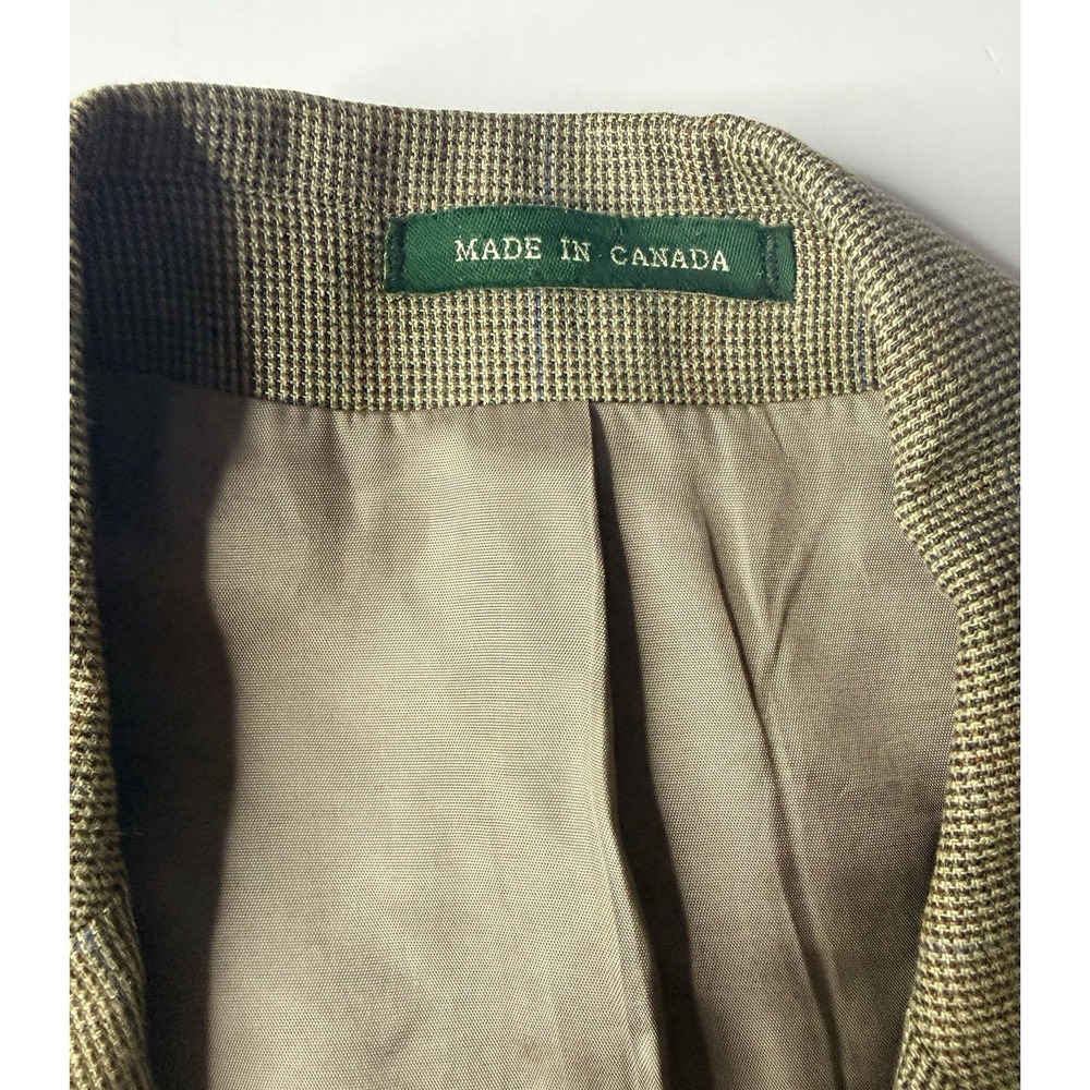 Lauren Ralph Lauren Sport Coat Blazer 44R Tan‎ Windowpane Silk Linen Wool Jacket - Picture 4 of 13